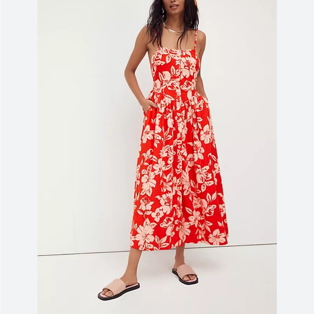 Free People Red Floral Maxi Dress